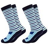 Occulto 2 Paar Kinder Skisocken | Kniestrümpfe für Jungen und Mädchen | Warme Kinder Winter Thermo Socken Größen 23-38 | Winter Sportsocken für Kinder 31-34 Blau