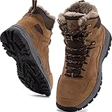 JACKSHIBO Winterschuhe Herren Winterstiefel Damen Warme Gefüttert Stiefel Herren Damen Trekking Wanderschuhe Wasserdicht Rutschfest Schneestiefel Outdoor Winterboots, Braun 45EU