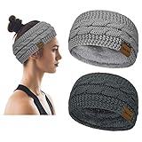 2 Pcs Winter Häkelarbeit Stirnband Damen Gestrickte Mädchen Frauen Stirnbänder Verdicken Haarband Ohrenwärmer Headwrap Kopfband Elastische Einkaufen Skifahren Laufen