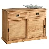 IDIMEX Anrichte Kommode Sideboard Savona mit 2 Türen 2 Schubladen, Holzkommode Kiefer massiv, Oberfläche braun lackiert