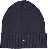 Tommy Hilfiger TH Flag PIMA Cotton Beanie Beanie-Mütze Herren, Blau (Space Blue), OS