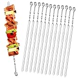 Homealexa 20 Stücke Grillspieße, Grill Kabob Spieße 37,5cm Edelstahl Lange Spieße Schaschlikspieße Fleischspieße für Lagerfeuer oder Grillschale