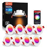 Lumary Einbaustrahler LED Spot Dimmbar - Smart RGBWW Schwenkbar Ultra Flach 5W LED Einbauleuchten RGB Warmweiße Kaltweiß Einbauspot, 350lm Decken Einbauleuchte Kompatibel mit Alexa/Google Home (8PCS)