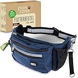 PAWZONE®️ Futterbeutel Hunde - Leckerlibeutel für Hunde - Bauchtasche für Hunde Zubehör - Leckerlietasche für Hunde - Inkl. Reflektorband & kleiner Gurt für Flexileine