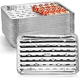 Bekith 30 Stück Aluminium BBQ Grillschale Aluminiumschalen Einweg-Schale Eckig Aluschalen für Reste, Grill, Kuchen, Obst und Gemüse(33 x 22 x 2,8 cm)