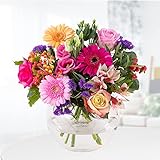 Blumenstrauß Kunterbunt, Rosen, Inkalilien, Gerbera, Lisianthus und Strandflieder, Geschenkidee für jeden Anlass, versandkostenfrei versenden