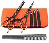 Candure Friseurschere Haarschneideschere Set Professionelles Haarscheren 5.5' Rostfreier Stahl Friseurschere Effilierschere mit Kamm Für Männer, Frauen und Kinder