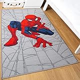 Disney Home Kinderteppich - Offiziell lizenzierter Kinderspielteppich für Kinderzimmer, Spielzimmer - rutschfeste und waschmaschinenfeste Spielmatte für Kinder, Disney Spiderman Teppich 80 x 120 cm