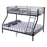 H.J WeDoo Kinderbett Etagenbett Metall 140x200cm 90x200cm Stockbett Hochbett Metallbett Bettgestell Doppelstockbett Schlafzimmerbett Jugendbett mit Lattenrost, Schwarz