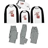 EMATOP Weihnachten Schlafanzug Familie Baumwolle Weihnachtspyjamas Set Farbblock Pyjamas Hausanzug Damen Herren Kinder Fun-Nachtwäsche Hirsch Muster Hausanzug Shirt Kariert Pyjamashose Outfits