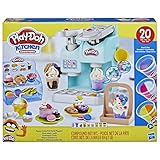 Play-Doh Kitchen Creations Knetspaß Café, Café-Spielset mit 20 Accessoires und 8 Dosen zweifarbige Knete