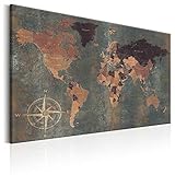 decomonkey Bilder Weltkarte 120x80 cm 1 Teilig Leinwandbilder Bild auf Leinwand Vlies Wandbild Kunstdruck Wanddeko Wand Wohnzimmer Wanddekoration Deko bunt Welt Karte Landkarte Kontinente