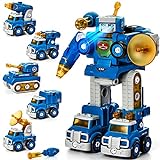 hahaland 5 in 1 Roboter Spielzeug - Auto Spielzeug ab 3 4 5 6 Jahre Jungen, Roboter Kinder ab 6 Jahre mit Lichtern und Tönen STEM Roboter Baukasten Konstruktions-Spielzeug für 3+ Jahren Jungen