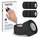 TRUETAPE® Fingerpflaster | 8x Rollen selbsthaftende Pflaster für die Finger (2,5cm x 4,5m) | Tape Verband selbstklebend I Schmutzabweisendes Pflasterband I schmale Haftbandage (Schwarz)