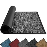 Mibao Fußmatte für Innen & Außen, 40x60cm Schwarz Grau Fußmatten, Dauerhaft Waschbar Fussmatte, Schmutzfangmatte rutschfest für Eingangsbereich, Türmatte mit Naturkautschukrücken