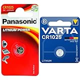 Panasonic Knopfzelle Lithium CR1025 (30 mAh, 3 Volt) & VARTA Batterien Electronics CR1025 Lithium Knopfzelle 3V Batterie in Original 1er Blisterverpackung