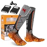 Beheizbare Socken, MJIIM 5V 5000mAh Elektrisch Wiederaufladbare Beheizte Socken für Damen Herren, 4 Heizstufen Winter Baumwollsocken für Outdoor-Sport - Skifahren, Skaten, Angeln, Radfahren, Motorrad