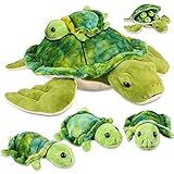 Aoriher Plüsch Schildkröte 12 Zoll mit 4 Stücke Kleine Plüsch Mini Schildkröten Weicher Plüsch Meer Schildkröten Stofftier Spielzeug Schildkröte Dekokissen für Geburtstag Dekoration