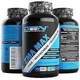 ZMA MAX - 180 Kapseln - Extra hochdosiert - Zink + Magnesium + Vitamin B6 - Premium: Mit 3 Magnesiumverbindungen - Laborgeprüft - Vegan