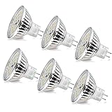 Wowatt 6er MR16 LED Warmweiss Led GU5.3 MR16 12V 6W Ersatz für 40W 35W 20W Halogen Lampe AC DC12V Kein Stroboskopeffekt GX5.3 2800K Hohe CRI 82 Ra 480lm Hell Birne Leuchtmittel 120°Abstrahwinkel Spot