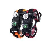 MansWill 2 Stück Einstellbare Überleben Armband, 7 Core Paracord 20 in 1 Notfall-Sport Zahnrad Satz Outdoor Survival Kit mit LED SOS Licht, Kompass, Rettungspfeife, Fire Starter für Wildnis Abenteuer