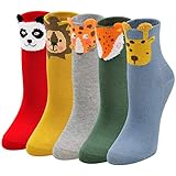 LOFIR Kinder Socken Mädchen Jungen Motiv Strümpfe aus Baumwolle Witzige Kindersocken Tier Muster Socken Bunte Lustige Mädchensocken Größe 24-29, 5 Paare