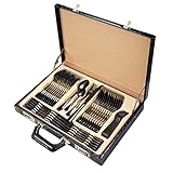 48-teiliges Silberbesteck-Besteck-Set, Wiederverwendbares Tragbares Utensilien-Besteck-Set, Gabel, Menümesser, Menülöffel Und Teelöffel, Mit Premium-Geschenkbox, Als Hochzeitsgeschenk Für Das Home