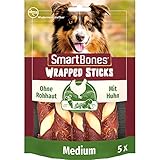 SmartBones Chicken Wrapped Sticks Medium - Hundesnack mit Huhn für mittelgroße Hunde, Kaustangen mit weicher Textur, ohne Rohhaut, 5 Stück