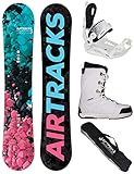 Airtracks Damen Snowboard Set Freestyle Freeride - Board Polygonal 148 - Softbindung Master - Softboots Master W QL 41 - SB Bag