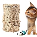 Sisalseil, 50 Meter Natur Sisal Seil für Katzen, Sisal Kratzbaum Ersatz für Katzen, Kratzbaum, Kratzseil, Haushalt, Garten, DIY, Dekoration (6mm, 50m)