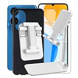 KJYF Hülle für Honor X7 (6.74'), Schwarz Ultra Dünn Weiche TPU Case Schutzhülle, mit Handy Ständer Verstellbare, Faltbarer Handyhalterung für Smartphone und Weitere Gerät (Weiß).