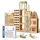 ICEKO KN 100 Stück Holzbausteine Natur,Spielzeug ab 3 4 5 6 Jahre, Bauklötze Holz für Kinder,Geschenke Junge und Mädchen , Ostergeschenke, Kreatives