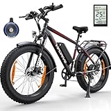 Vipdrive Elektrofahrrad Herren Damen 24 Zoll, E Bike Fatbike mit 250W Motor, E Mountainbike mit 48V/13A Abnehmbarer Akku, 5-PAS Modus, 7-Gang fur All-Terrain Fahrrad Elektro