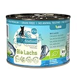 catz finefood Bio Katzenfutter Lachs - N° 513 - Nassfutter für Katzen - 6 x 200 g - Ohne Getreide & zugesetzten Zucker (1,2 kg)