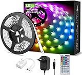 LE LED Strip 5M, RGB 150 LEDs Streifen, 12V, Selbstklebend LED Strips, Flexibel LED Band mit Fernbedienung, LED Lichtband IP20