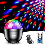 Discokugel, Gritin Wiederaufladbar 360° Drehbares Musik Activated LED Party Lampe mit Fernbedienung und USB Kabel- 3W RGB Dynamisch Disco Lichteffekte Discolampe für Party, Weihnachten, Kinder