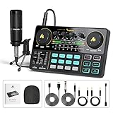 Maono DJ Controller Schnittstelle mit DJ Mischer und Soundkarte, AM200-S1 Audio Interface ALL-IN-ONE Podcast-Produktionsstudio mit 16-mm-Großmembranmikrofon für Live-Streaming, PC, Aufnahme