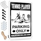 gaeruite Garagenschilder Lustiger Tennisspieler Parking Only Blechschild Retro Metallschilder Deko für Zimmer (Größe: 30 x 40 cm)