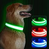 Kpuplol Leuchthalsband Hund, Hundehalsband Leuchtend, Wiederaufladbar Hundehalsband Leuchtend LED Halsband für Hunde Einstellbare Größe, 3 Beleuchtungsmodi für Kleine Mittlere Große Hunde (XL, Grün)