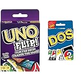 Mattel Games GDR44 - UNO Flip Kartenspiel, deutsche Sprachversion, Spielzeug ab 7 Jahren & FRM36 - DOS Kartenspiel, geeignet für 2 - 4 Spieler, Spieldauer ca. 30 Minuten