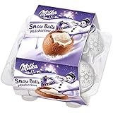 Milka Snow Balls Milchcrème 1 x 112g, Schokolade für Weihnachten mit zarter Milchcrèmefüllung