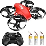 Potensic Mini Drohne für Kinder und Anfänger mit 3 Akkus, RC Quadrocopter, Mini Drone mit Höhenhaltemodus, Start / Landung mit einem Knopfdruck, Kopflos Modus, Spielzeug Drohne Helikopter A20 Rot