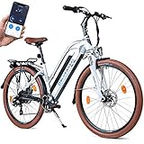 BLUEWHEEL 26' innovatives Damen E-Bike IDeutsche Qualitätsmarke I EU konform Top City Ebike + Nabenmotor I Shimano 7 Gänge + 25 km/h Fullspeed, bis 150 km Reichweite & App |BXB85 Electric Bike