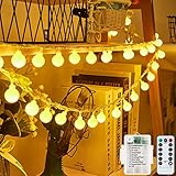 [60 LED] lichterkette Batterie Außen/Innen, 8 Modi 7M Lichterkette Kugel mit Fernbedienung Wasserdicht weihnachtsbeleuchtung für Halloween, Balkon, Party (Warmweiß)