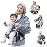 besrey Babytrage neugeborene ab geburt , Hüftsitz baby ,Baby Trage , baby carrier, Baby Tragegurt , Kindertrage für Babys von 3,5 bis 20 kg Grau