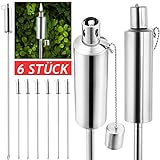 Deuba 6er Set Gartenfackeln für Draußen Öl 330 ml Edelstahl Rostfrei 115 cm Hoch Ölfackeln Fackeln Ölfackel Fackel