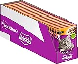 Whiskas 7 + Katzenfutter – Huhn in Sauce – Hochwertiges Nassfutter für Katzen ab 7 Jahren und älter – 24 Beutel à 100g