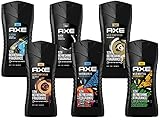 AXE 3in1 Duschgel Showergel Shampoo 6x 250ml beliebte Duftrichtungen, Body Face Hair Wash, Männerduschgel für langanhaltende Frische, dermatologisch getestet, intensive Pflege für Herren Männer Men