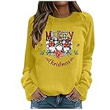 Fulidngzg Damen Weihnachtspullover Rot Hoodie Lustige Pulli Weihnachtspullover Christmas Rundhals Teenager Mädchen Weihnachten Pullover Langarmshirt Langarm Sweater Weihnachtspulli Sweatshirt