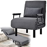 XHNCXHX Umwandelbarer Schlafsofa-Schlafsessel, Klappbarer Schlafsessel 3 in 1, Chaiselongue, Klappsessel, Sofabett, mit Verstellbarer Rückenlehne, Wohnzimmer Schlafzimmer Balkon Möbel,Grey